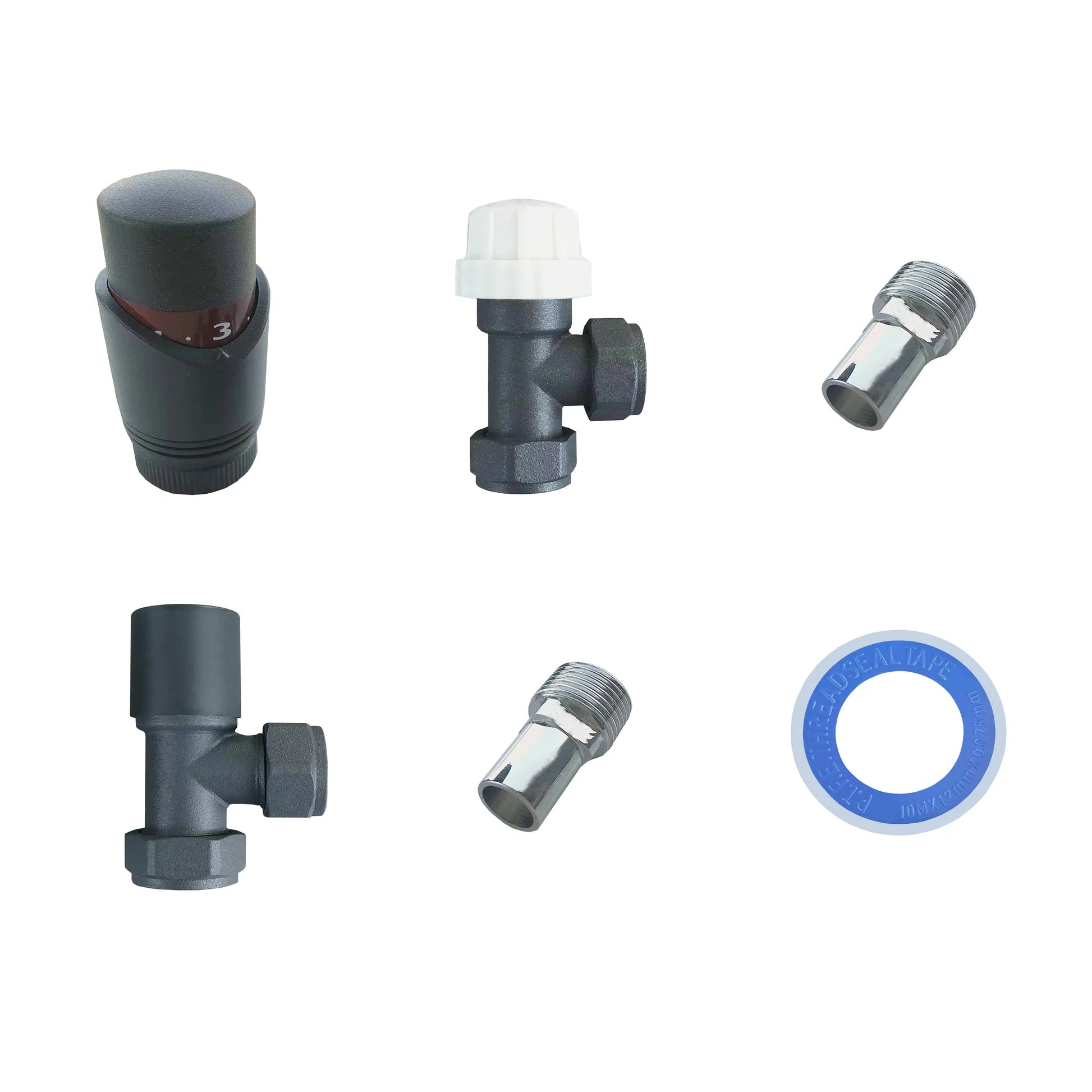 Thermostatic Angled Radiator Valves – 15mm BSP | modern TRV & Lockshield Set