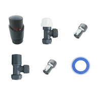 Thermostatic Angled Radiator Valves – 15mm BSP | modern TRV & Lockshield Set