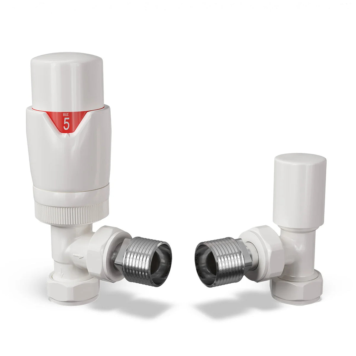 Thermostatic Angled Radiator Valves – 15mm BSP | TRV & Lockshield Set 4 Colors