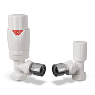 Thermostatic Angled Radiator Valves – 15mm BSP | TRV & Lockshield Set 4 Colors