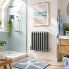 Horizontal Round Tube Cast Iron Radiator - White / Anthracite 600mm
