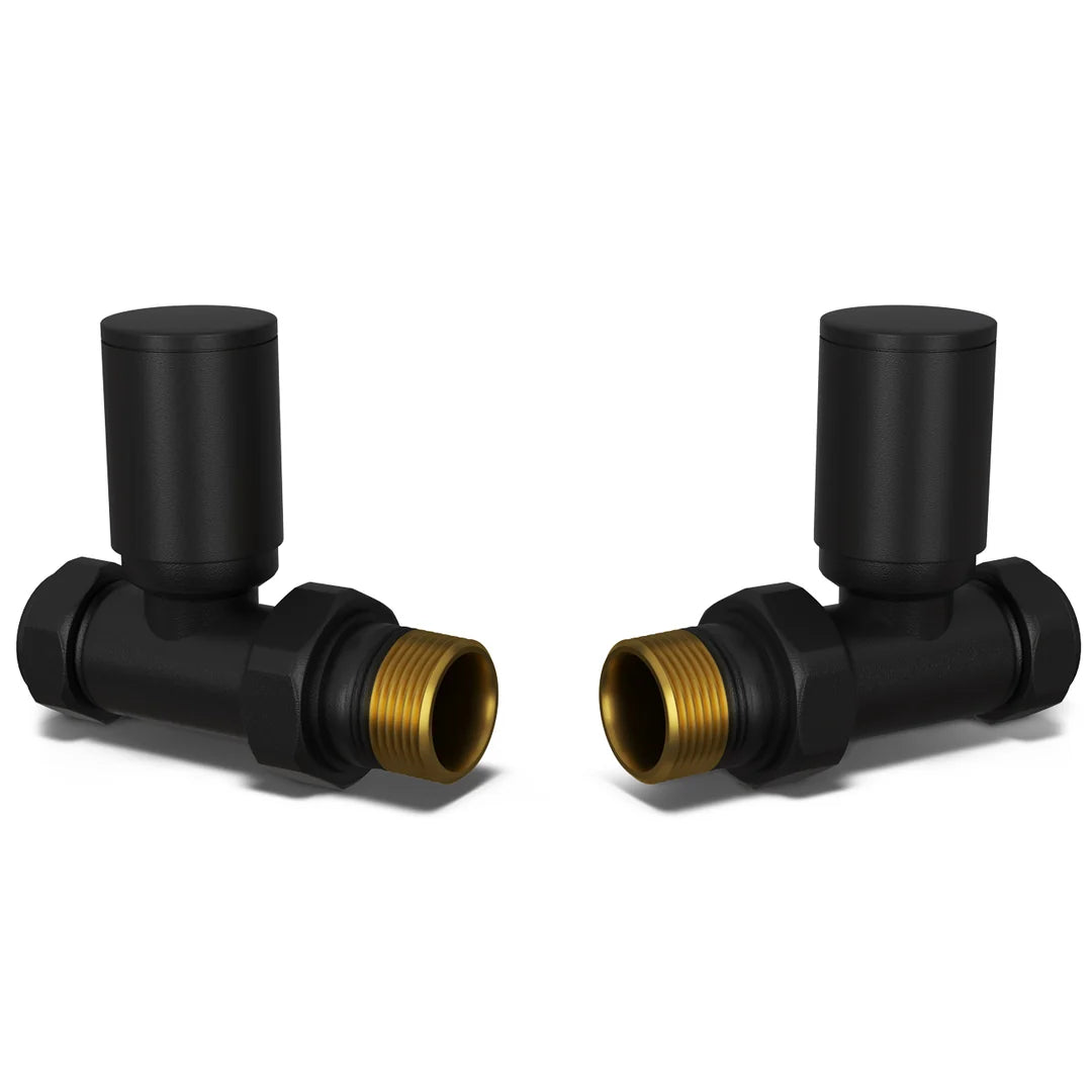 Round Straight Radiator Valves 15mm – 4 Colours