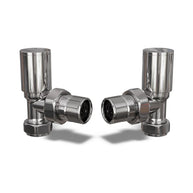 Round Angled Radiator Valves 15mm – Manual Valve Pair | 4 Colours