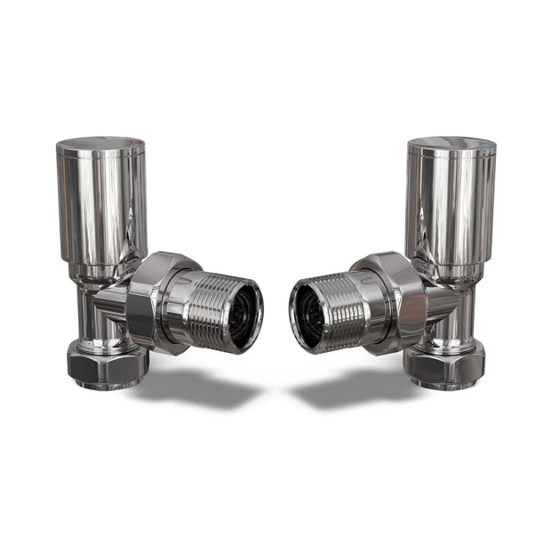 Round Angled Radiator Valves 15mm – Manual Valve Pair | 4 Colours