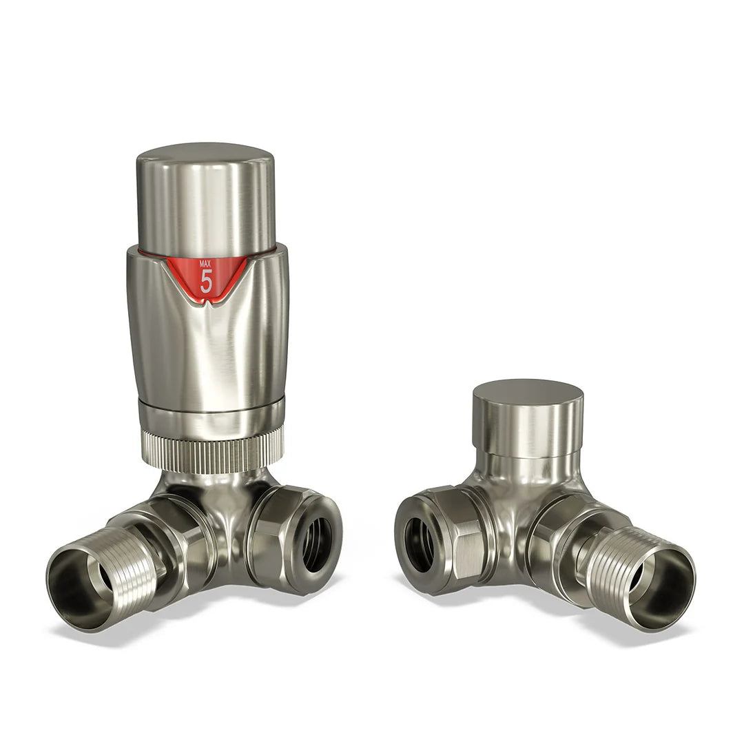 Corner Thermostatic Radiator Valves – 15mm TRV & Lockshield Set