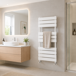 Flat Panel Heated Towel Rail Designer Radiator | 1.6mm Steel | BS EN 442 - White/ Anthracite/ Black 650mm-1600mm heightChoice of Size