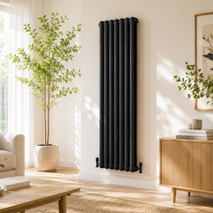 Vertical Round Tube Cast Iron Radiator – White / Anthracite 1800mm Height