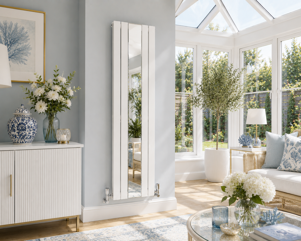 Flat Panel / Oval Panel Mirror Radiator – White / Anthracite 1800mm Multiple Sizes