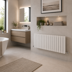 Horizontal Flat Panel Designer Radiator – Single or Double Panel | modern Central heating Radiator | BS EN 442 Certified | Wall Mounted - White/ Anthracite/ Black 600mm height Choice Of Width