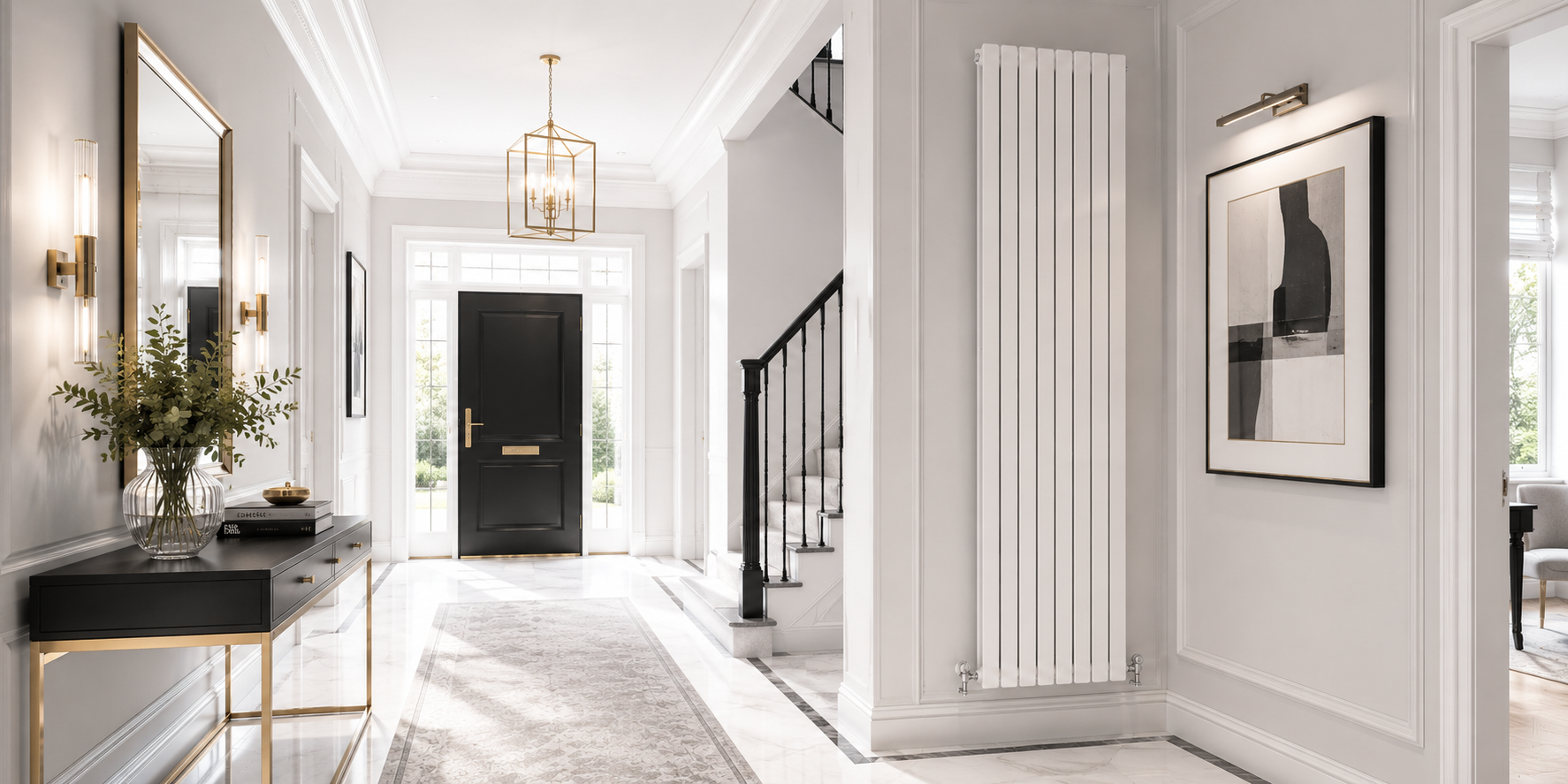 Flat Panel Vertical Central heating Radiator – Single or Double Panel | modern Designer Style | BS EN 442 Certified - White/ Anthracite/ Black 1600mm 1800mm Choice of Size
