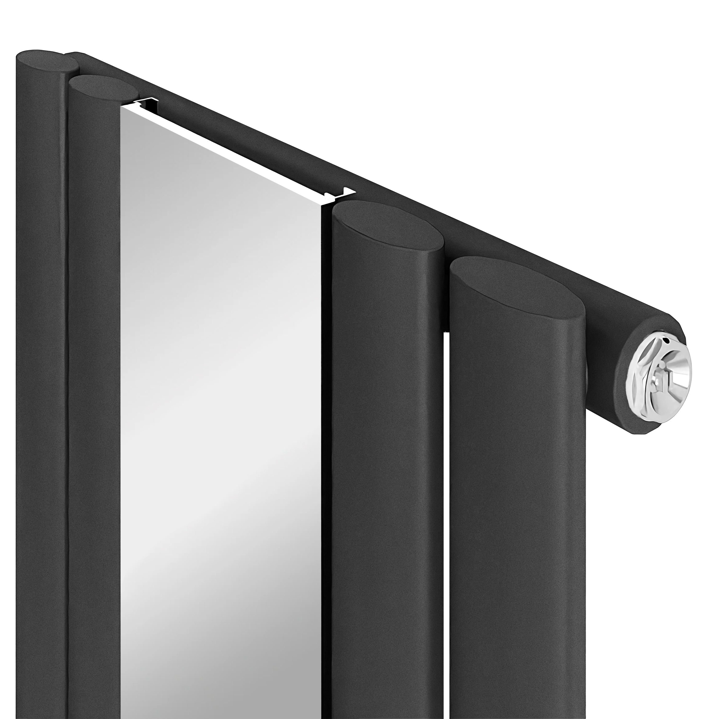 Black cylindrical radiator on a white background