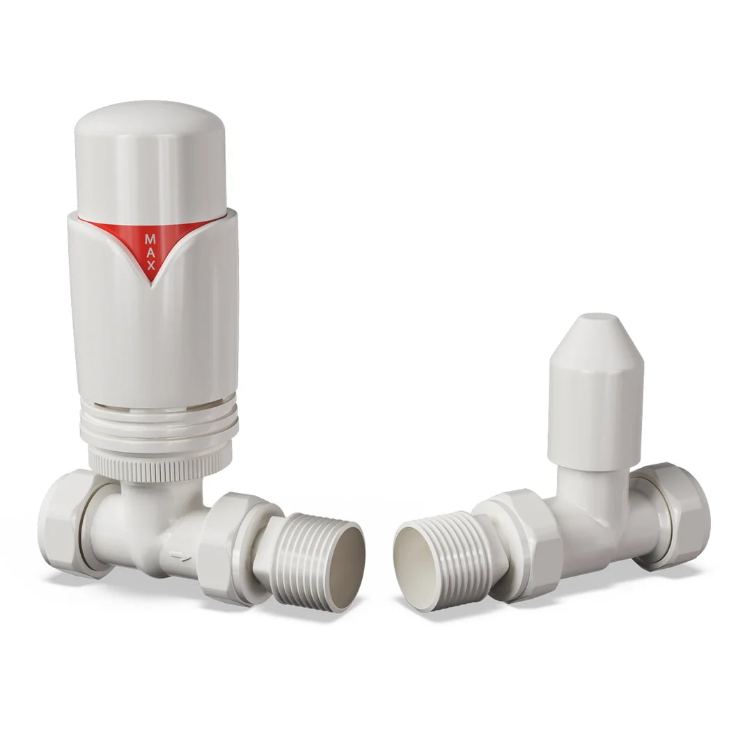 Straight Thermostatic Radiator Valves – 15mm TRV & Lockshield Set