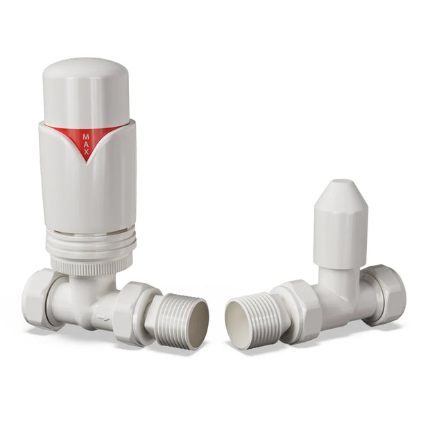 Straight Thermostatic Radiator Valves – 15mm TRV & Lockshield Set