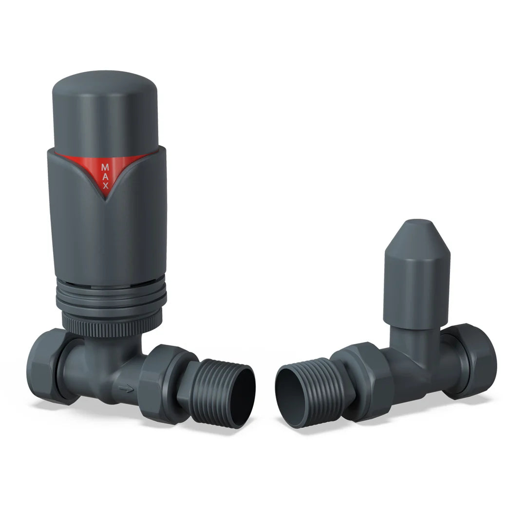 Straight Thermostatic Radiator Valves – 15mm TRV & Lockshield Set