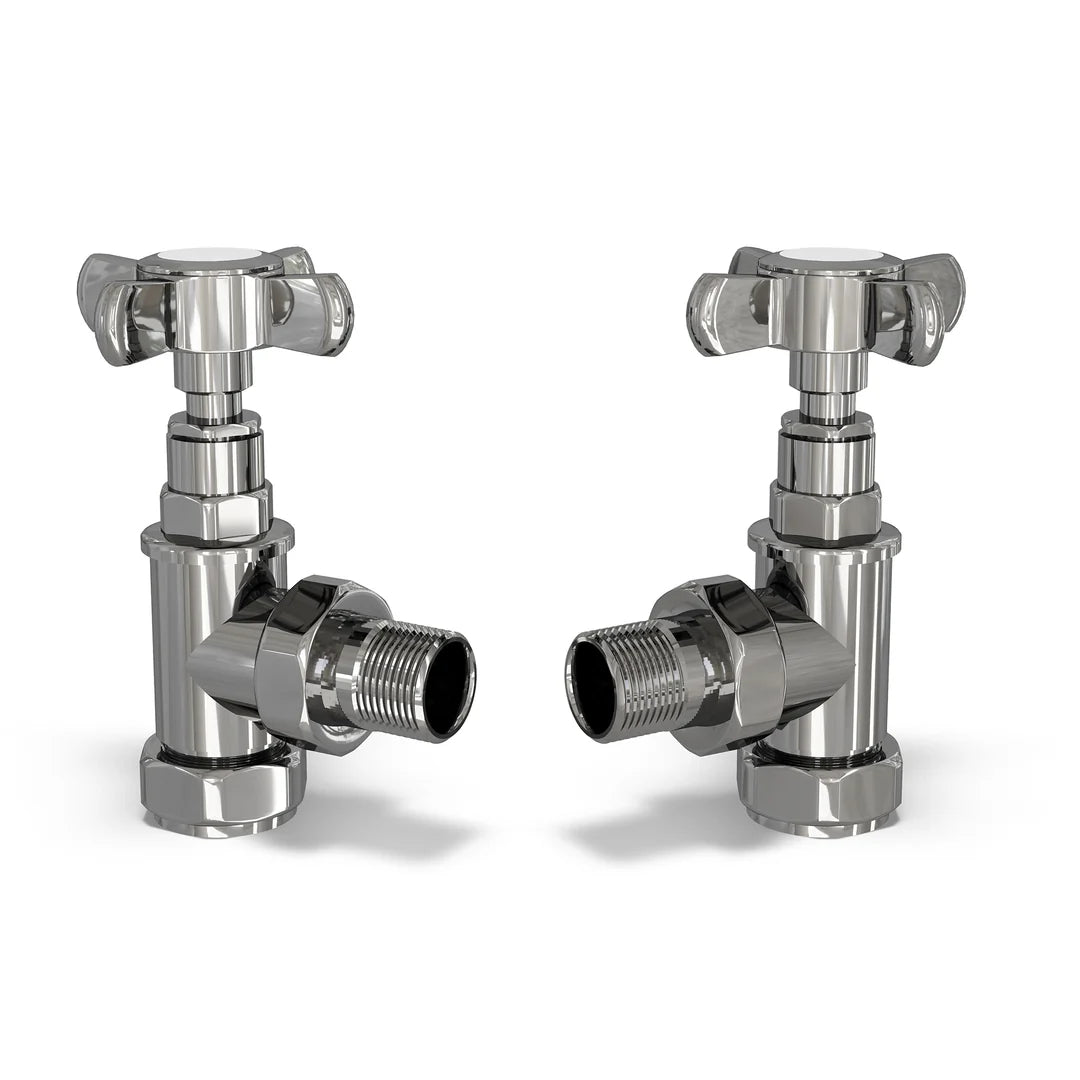 Traditional Chrome Angled Radiator Valves – 15mm