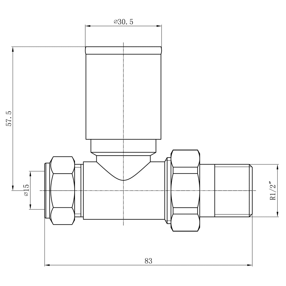 Round Straight Radiator Valves 15mm – 4 Colours