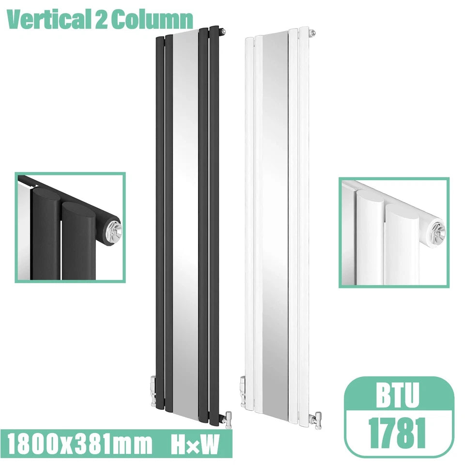 Flat Panel / Oval Panel Mirror Radiator – Multiple Sizes & Colours