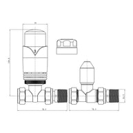 Straight Thermostatic Radiator Valves – 15mm TRV & Lockshield Set