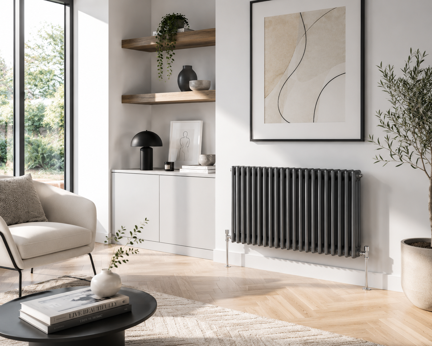 Horizontal Triple Column Radiator | 1.5mm Steel | BS EN 442 Certified - White / Anthracite / Black 300mm 600mm height Choice of Size