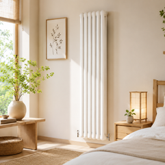Vertical Round Tube Cast Iron Radiator – White / Anthracite 1800mm Height