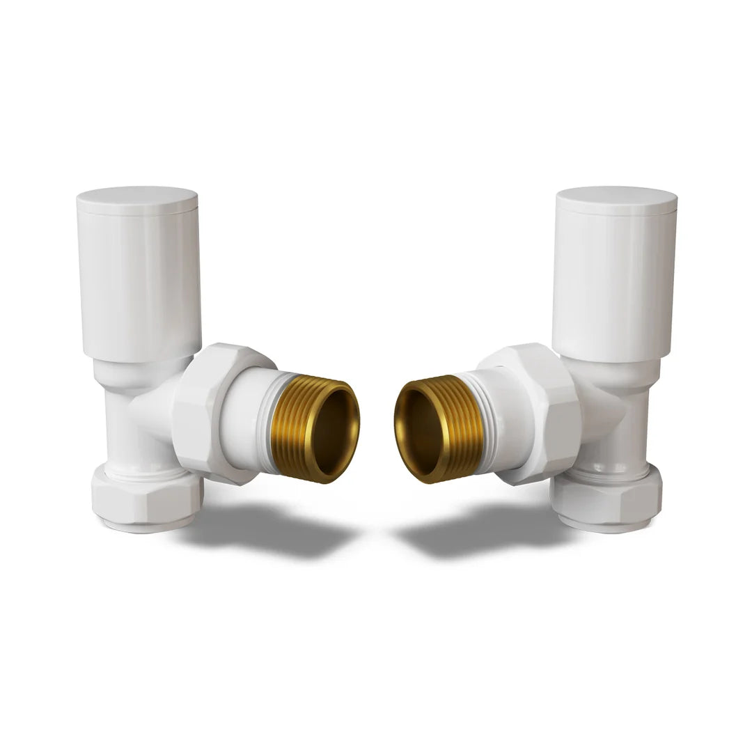Round Angled Radiator Valves 15mm – Manual Valve Pair | 4 Colours